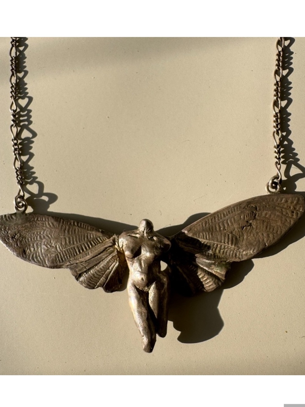 Sterling Silver Woman’s Body with Wings Charm Necklace NEW